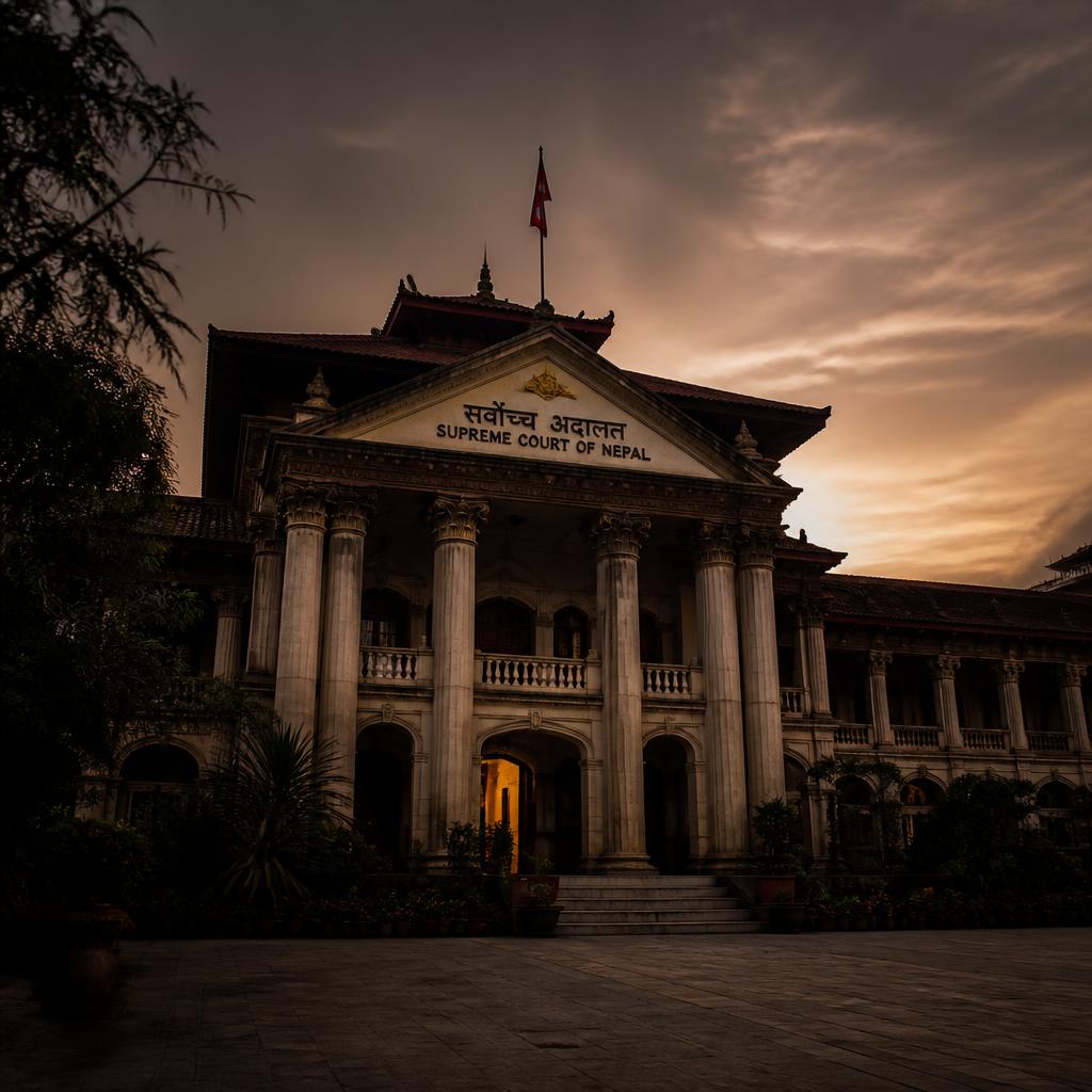 The Supreme Court of Nepal at dusk